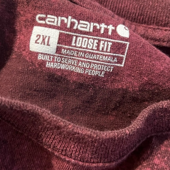 Carhartt Loose Fit Heavyweight Pocket Burgundy Bleached Sz 2XL Color: Port - Picture 7 of 10